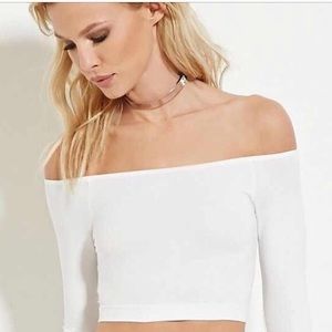 White off the shoulder crop top